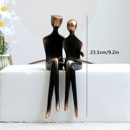 Bronze Resin Couple Sculpture for Living Room Decor