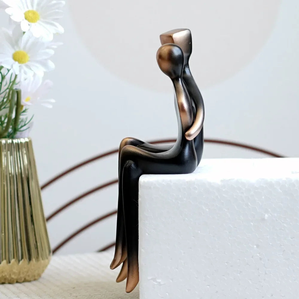 Bronze Resin Couple Sculpture for Living Room Decor