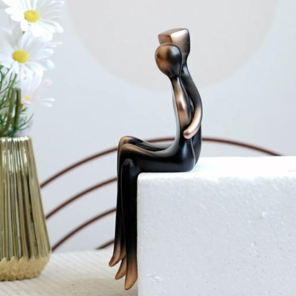 Bronze Resin Couple Sculpture for Living Room Decor