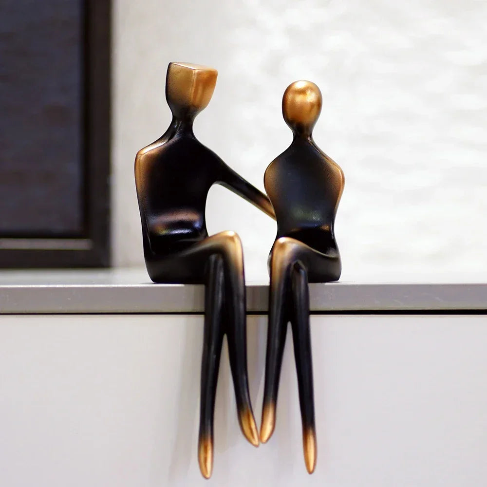 Bronze Resin Couple Sculpture for Living Room Decor
