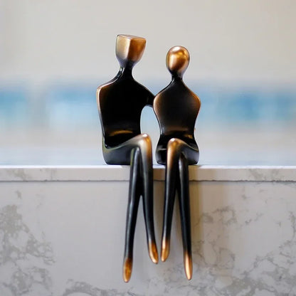 Bronze Resin Couple Sculpture for Living Room Decor
