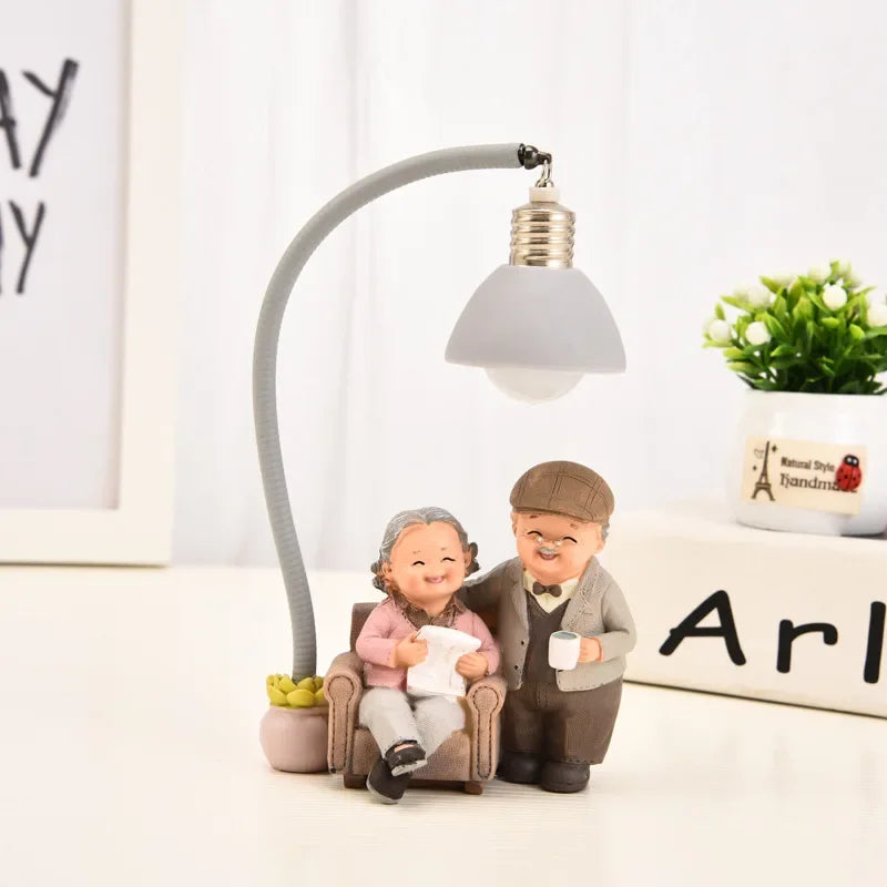 Elderly Couple Sculpture for Living Room and Office Decor - Monzzi