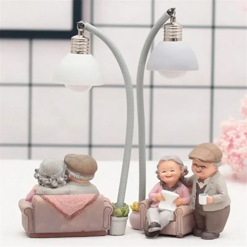 Elderly Couple Sculpture for Living Room and Office Decor - Monzzi