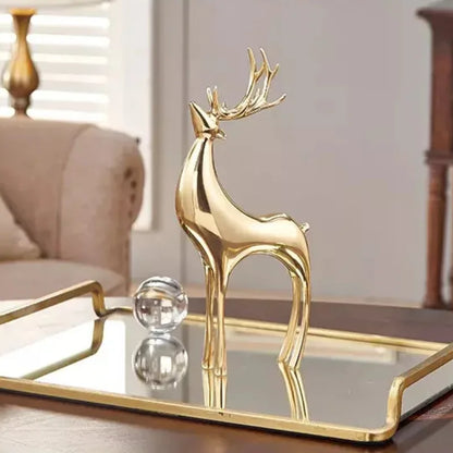 Elegant Golden Deer Sculpture with Crystal Ball for Living Room and Office Decor
