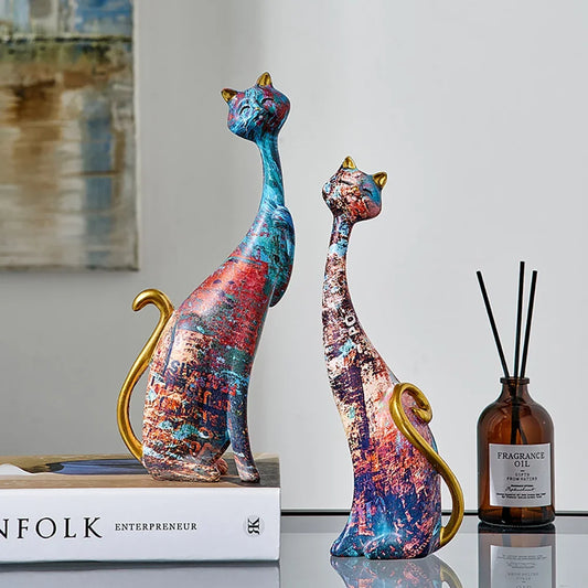 European Style Cat Sculpture in Resin for Monzzi Decoration