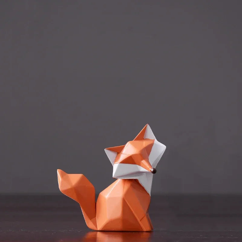 Decorative Resin Geometric Fox Sculpture for Living Room and Office Décor