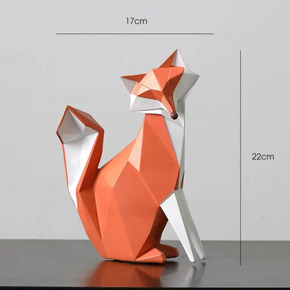 Decorative Resin Geometric Fox Sculpture for Living Room and Office Décor