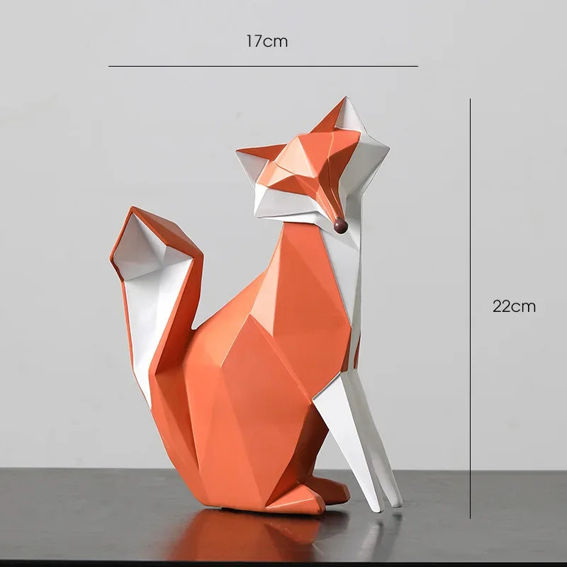 Decorative Resin Geometric Fox Sculpture for Living Room and Office Décor