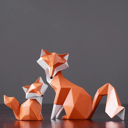 Decorative Resin Geometric Fox Sculpture for Living Room and Office Décor