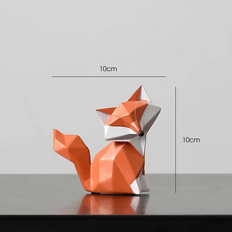Decorative Resin Geometric Fox Sculpture for Living Room and Office Décor