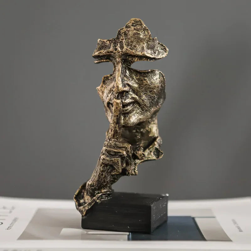 Monzzi Don't Speak Vintage Abstract Resin Face Sculpture