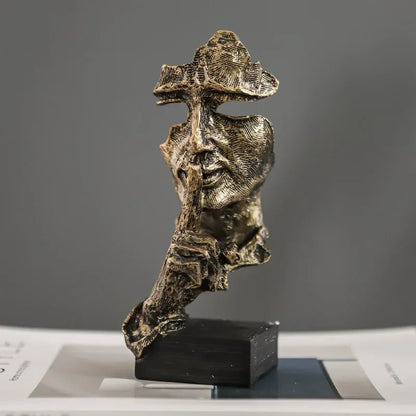 Monzzi Don't Speak Vintage Abstract Resin Face Sculpture