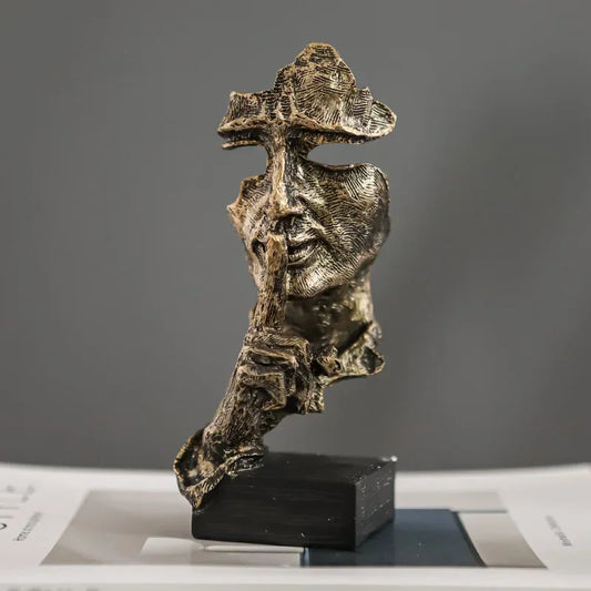 Monzzi Don't Speak Vintage Abstract Resin Face Sculpture