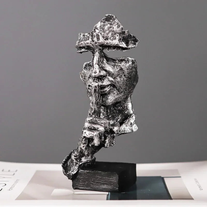 Monzzi Don't Speak Vintage Abstract Resin Face Sculpture