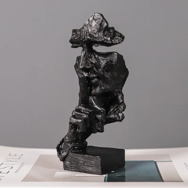 Monzzi Don't Speak Vintage Abstract Resin Face Sculpture