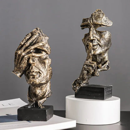 Retro Abstract Resin Face Sculpture - 'Don't Look Monzzi'