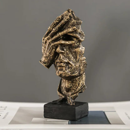 Retro Abstract Resin Face Sculpture - 'Don't Look Monzzi '