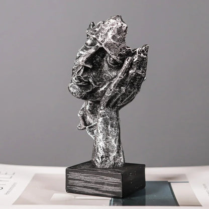 Retro Abstract Resin Sculpture: 'Don't Listen Monzzi ' Face Design