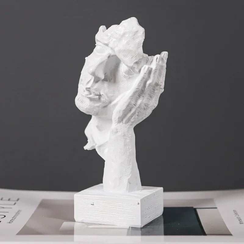 Retro Abstract Resin Sculpture: 'Don't Listen Monzzi ' Face Design