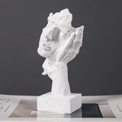 Retro Abstract Resin Sculpture: 'Don't Listen Monzzi ' Face Design