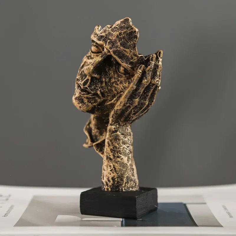 Retro Abstract Resin Sculpture: 'Don't Listen Monzzi ' Face Design