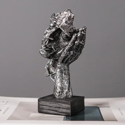 Retro Abstract Resin Sculpture: 'Don't Listen Monzzi ' Face Design