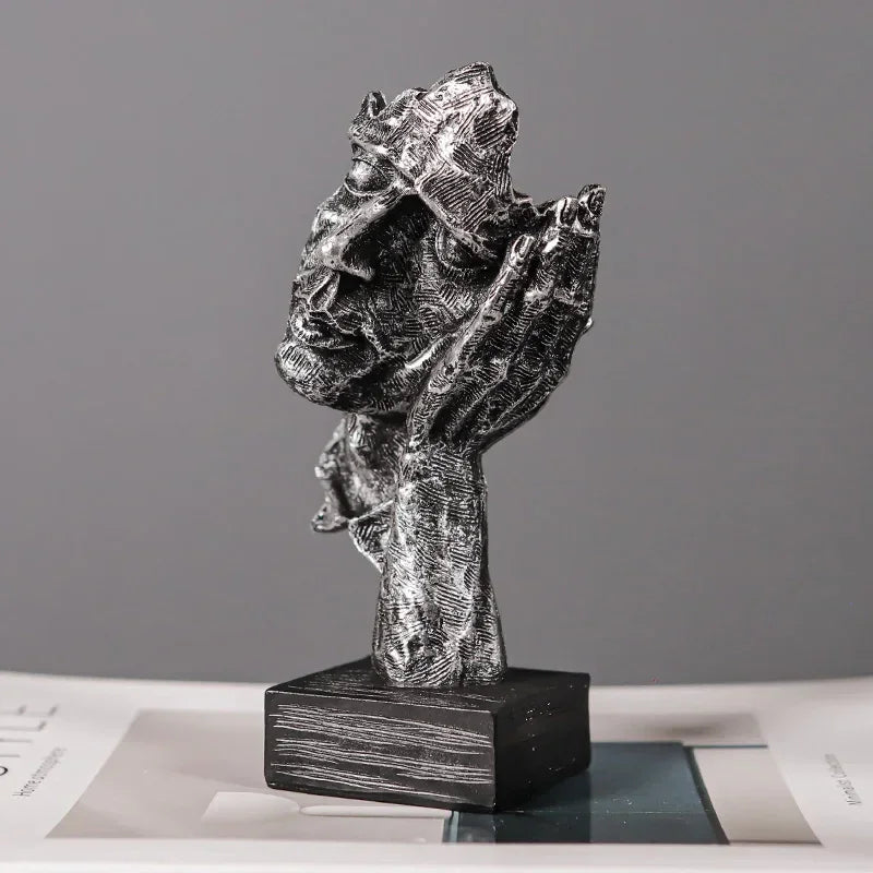 Retro Resin Abstract Face Sculpture - 'Don't Listen' by Monzzi