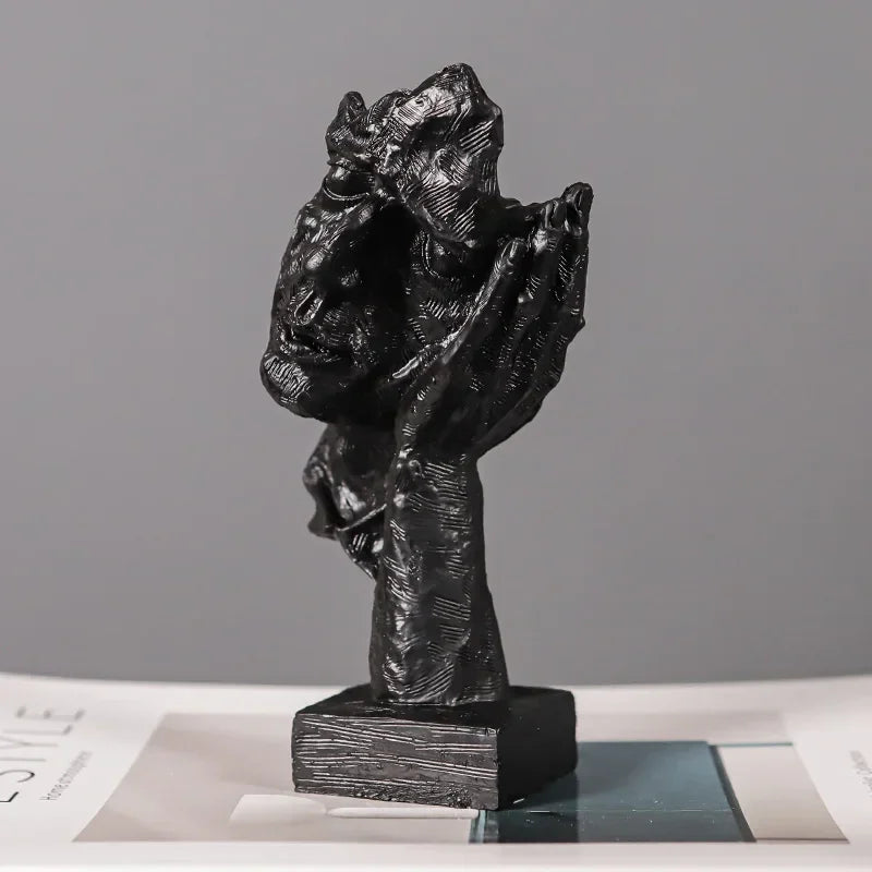 Retro Abstract Resin Sculpture: 'Don't Listen Monzzi ' Face Design