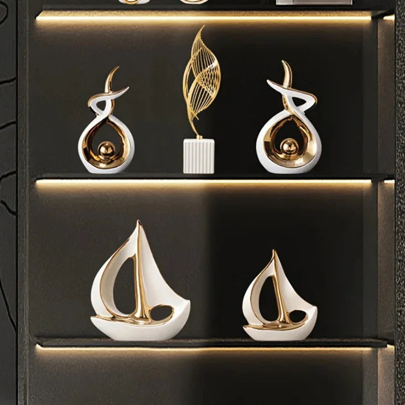 Contemporary Ceramic Sailboat Sculpture for MonzziDecor