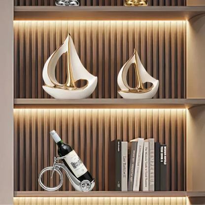 Contemporary Ceramic Sailboat Sculpture for MonzziDecor