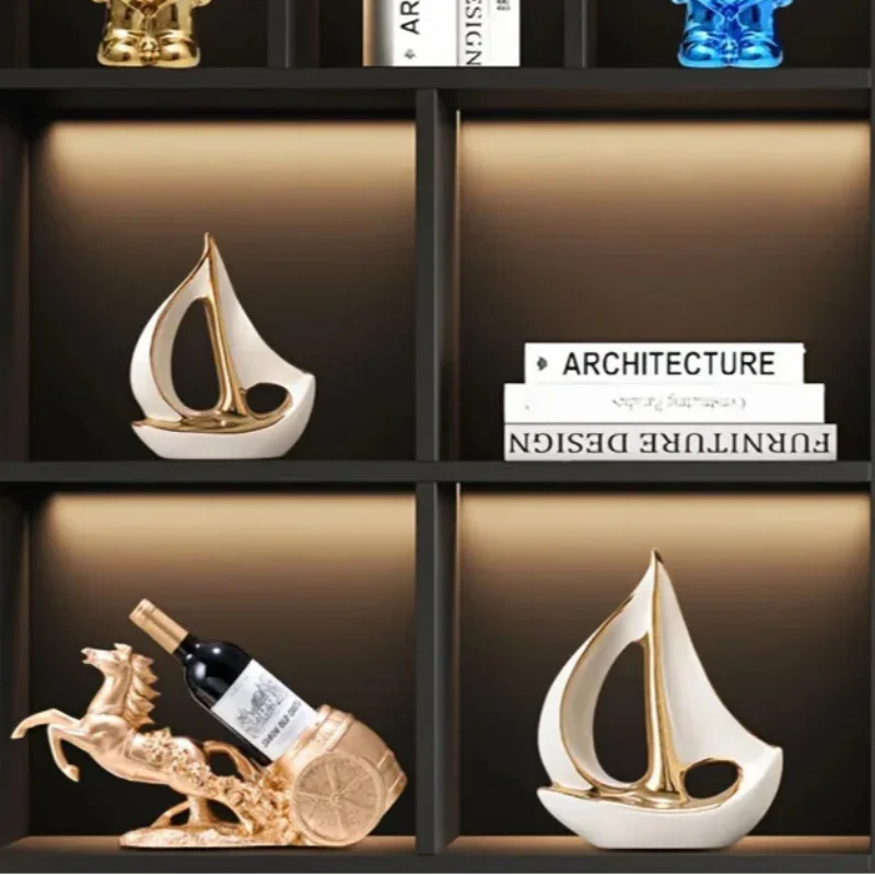 Contemporary Ceramic Sailboat Sculpture for Elegant Living Room Décor