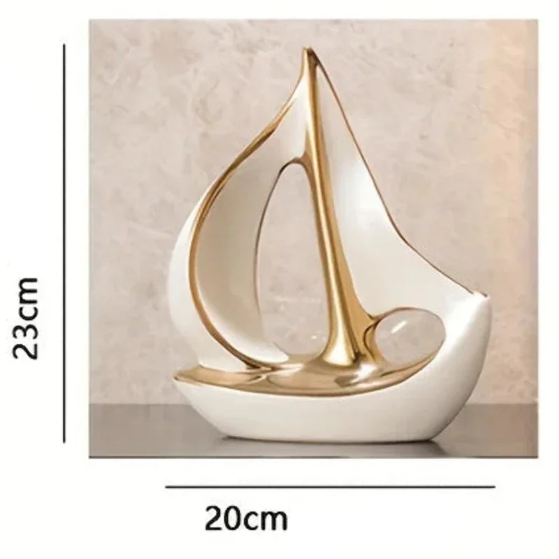 Contemporary Ceramic Sailboat Sculpture for MonzziDecor