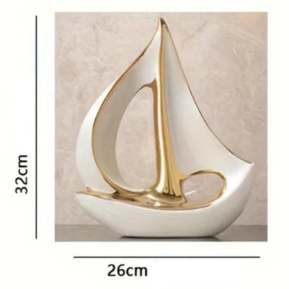 Contemporary Ceramic Sailboat Sculpture for Elegant Living Room Décor