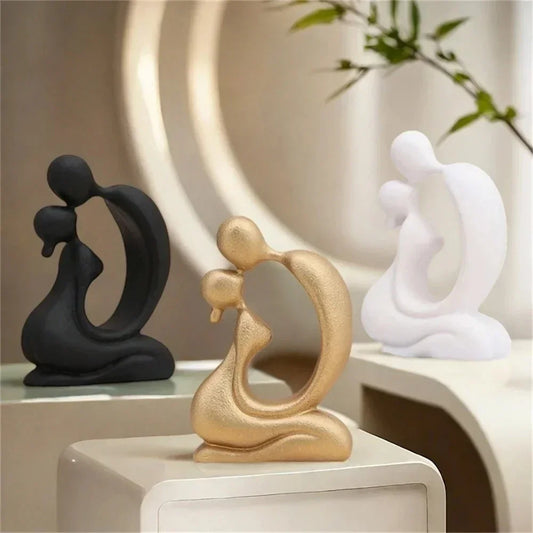 Contemporary Resin Sculpture of a Couple Embracing