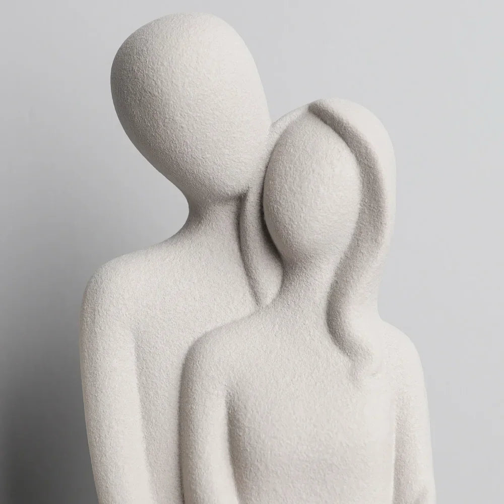 Matte Ceramic Nordic Abstract Couple Sculpture by Monzzi