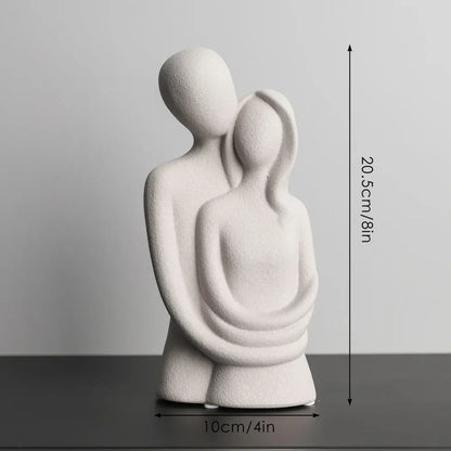 Matte Ceramic Nordic Abstract Couple Sculpture by Monzzi