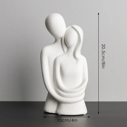 Matte Ceramic Nordic Abstract Couple Sculpture by Monzzi