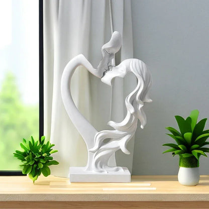 Norse-Inspired Resin Sculpture of a Couple Embracing for Monzzi  Room Decor