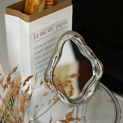 Monzzi Silver Oval Table Mirror for Makeup and Decor