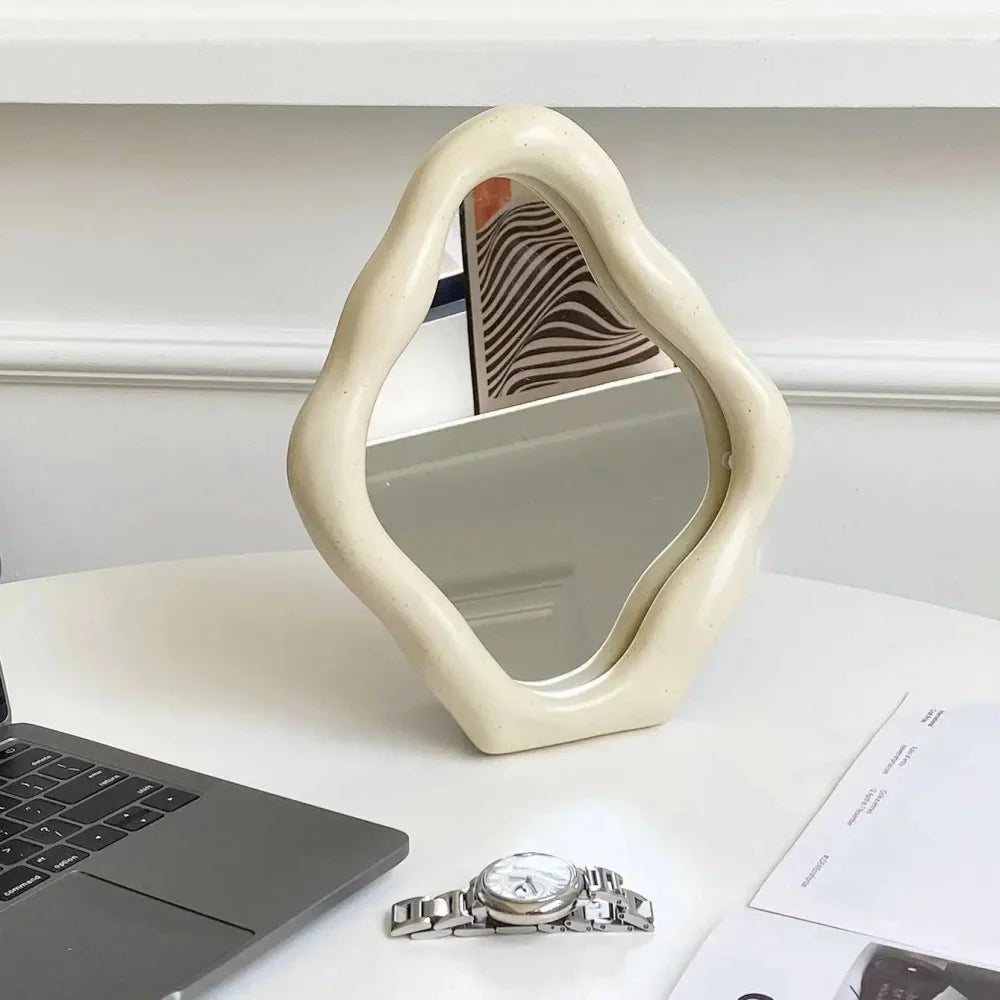 Monzzi Silver Oval Table Mirror for Makeup and Decor