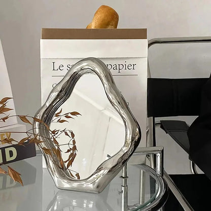 Monzzi Silver Oval Table Mirror for Makeup and Decor