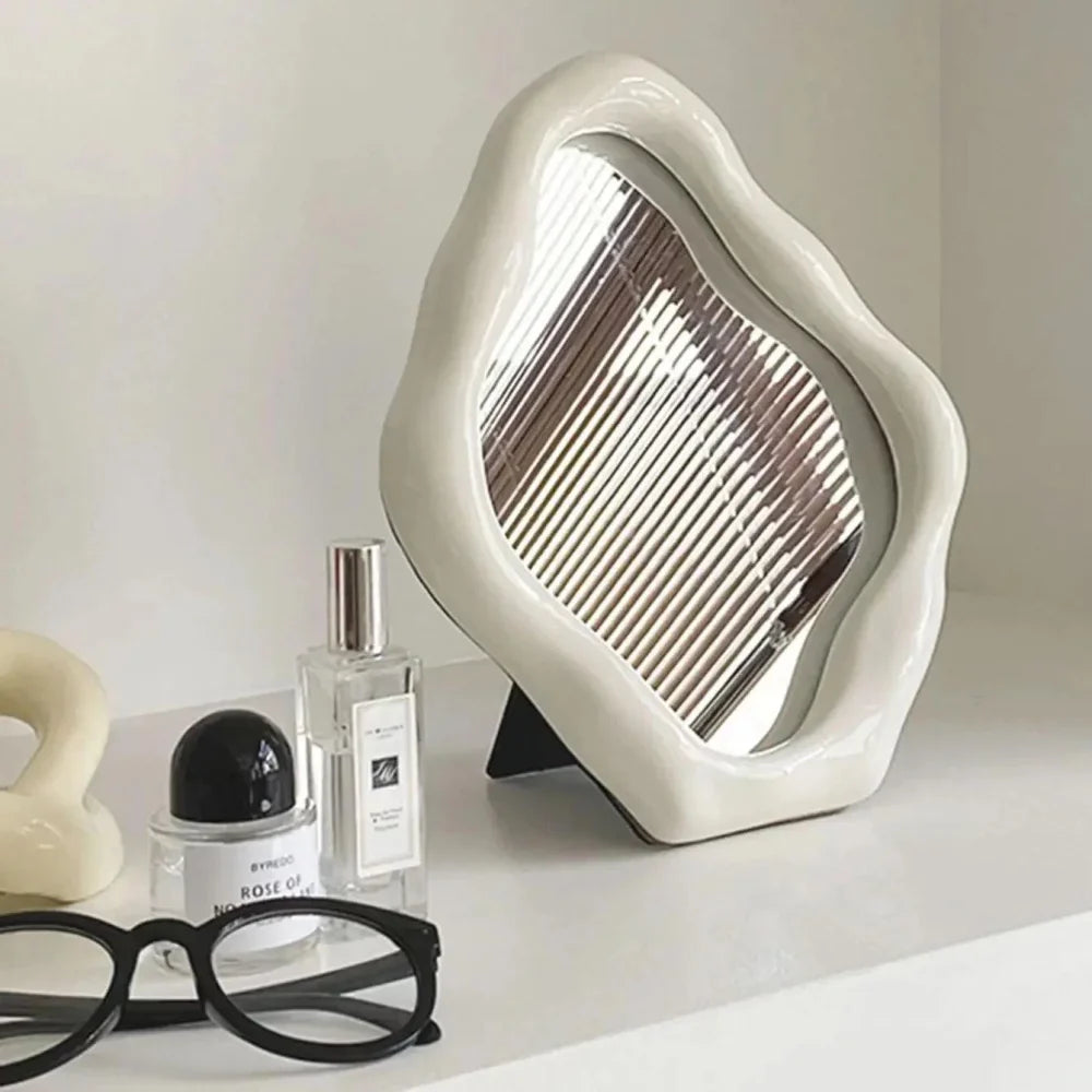 Monzzi Silver Oval Table Mirror for Makeup and Decor