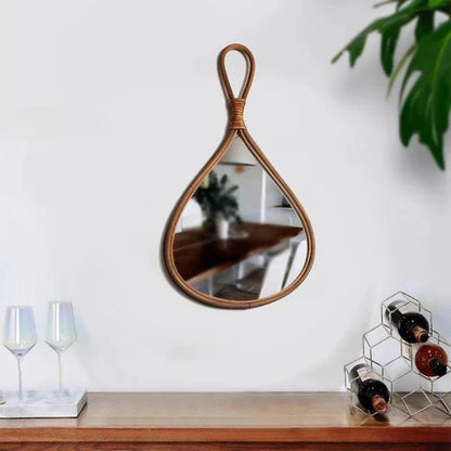 Handcrafted Natural Rattan Oval Mirror for Elegant Home Decor
