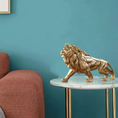 Golden Lion Statue in Resin for Monzzi Decoration