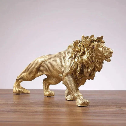 Resin Golden Lion Statue for Elegant Monzzi Décor