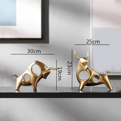 Resin Abstract Golden Bull Statue for Elegant Home Decor