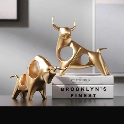 Resin Abstract Golden Bull Statue for Elegant Home Decor