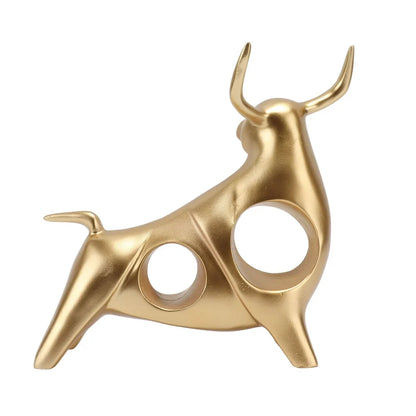 Resin Abstract Golden Bull Statue for Elegant Home Decor