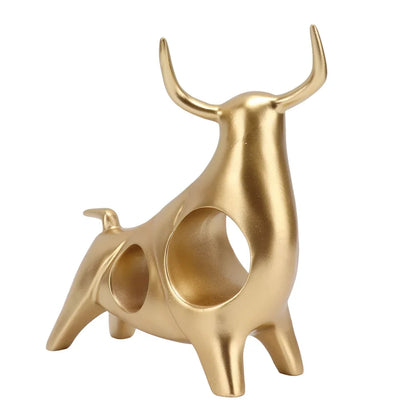 Resin Abstract Golden Bull Sculpture for Luxurious Home Décor