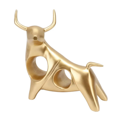 Resin Abstract Golden Bull Sculpture for Luxurious Home Décor